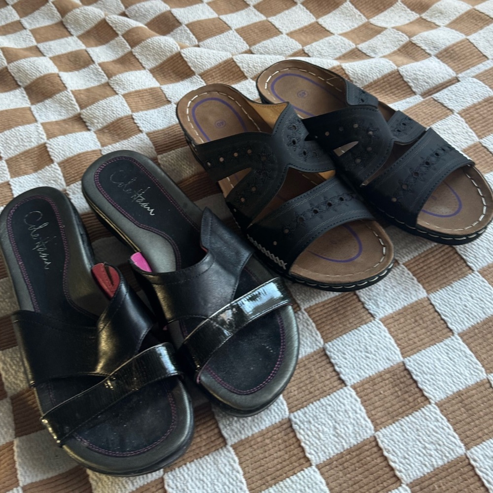 Bundle of two pairs of women’s black sandals